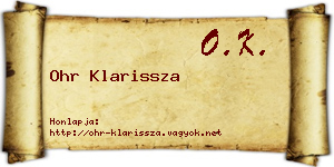 Ohr Klarissza névjegykártya